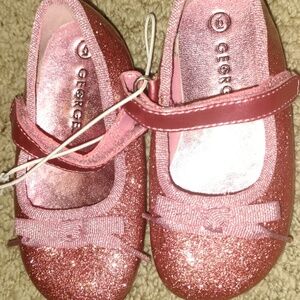 Girls Sparkly Pink Shoes Velcro